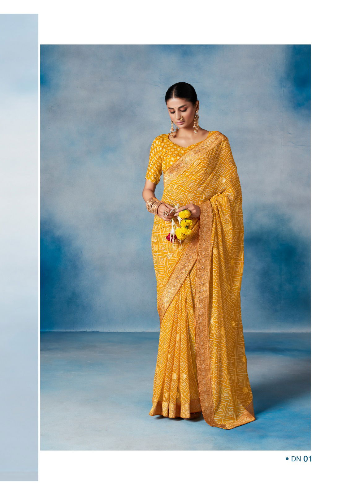 Stavan Haldi Weightless With Border Georgette Saree Catalog